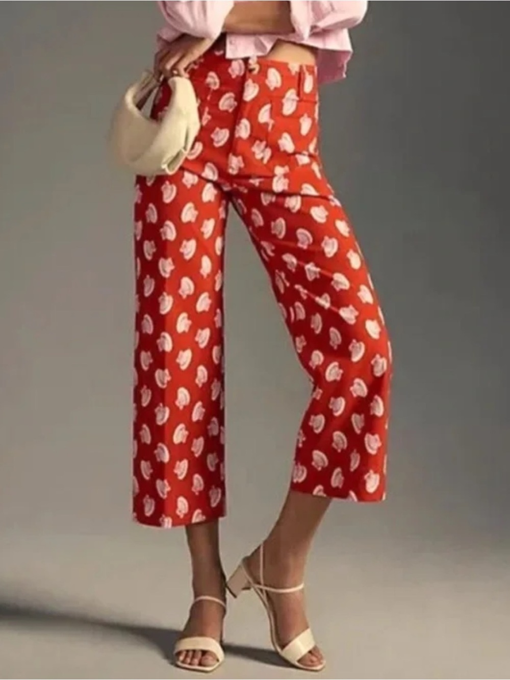 Anthropologie Maeve The Colette Crop Wide-Leg Pants Seashell Print EUC Size 24W